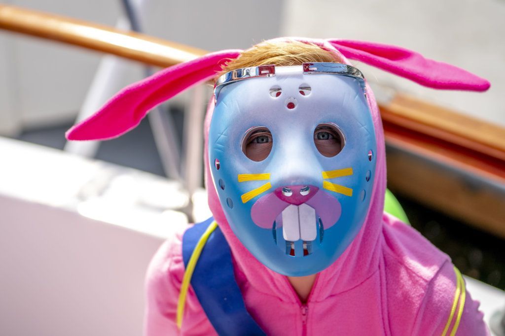 Blake Opstad from San Diego, CA, as "Rabbit Raider" from Fortnite on day two of Comic-Con International on Friday, July 20, 2018 in San Diego, CA.