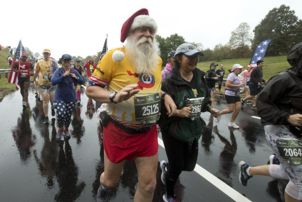 Runners start the 44th Marine Corps Marathon, in Arlington, Va., Sunday, Oct. 27, 2019.