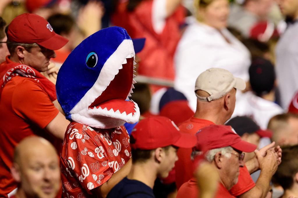 Fans watch play in the second inning in Game Four of the National League Divisional Series between the Los Angeles Dodgers and Washington Nationals at Nationals Park on Oct. 7, 2019 in Washington, D.C.