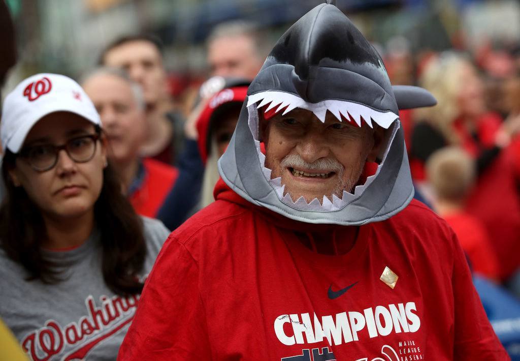 Washington Nationals fans enter Nationals Park for Game 3 of the World Series against the Houston Astros October 25, 2019 in Washington, DC.