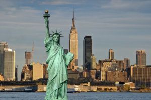 New york empire state building and statue of liberty