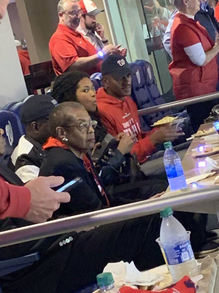 D.C. Del. Eleanor Holmes Norton watches Game 3 of the World Series at Nationals Park.