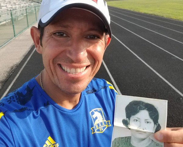 Jorge Garcia keeps a picture of his mother under the bill of his hat as motivation.