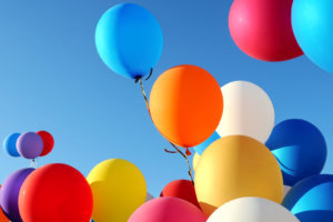 Multicolored balloons in the city festival