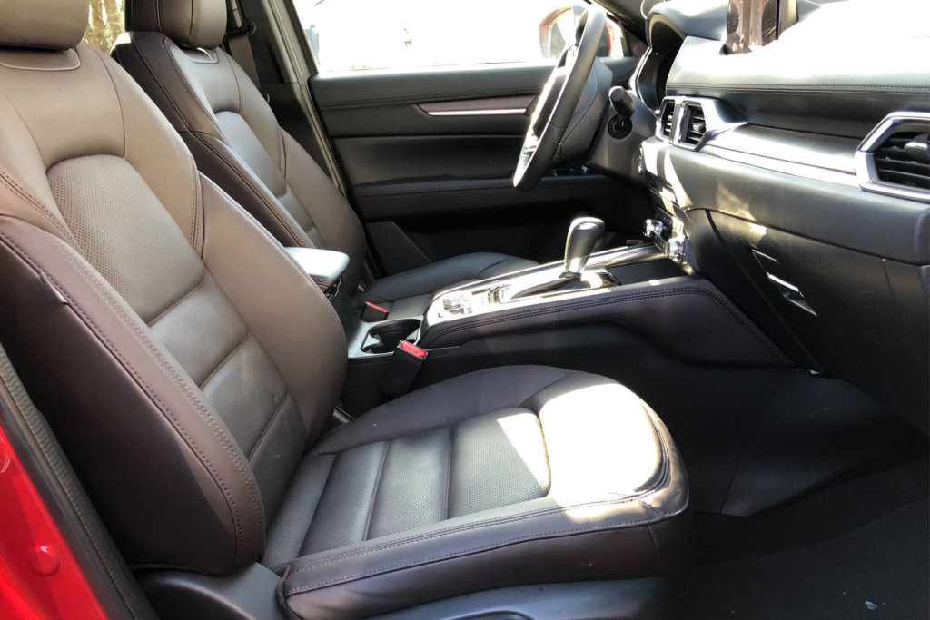 The 2019 Mazda CX-5 Signature's interior is tops in its class and includes Nappa leather and top-notch materials throughout.