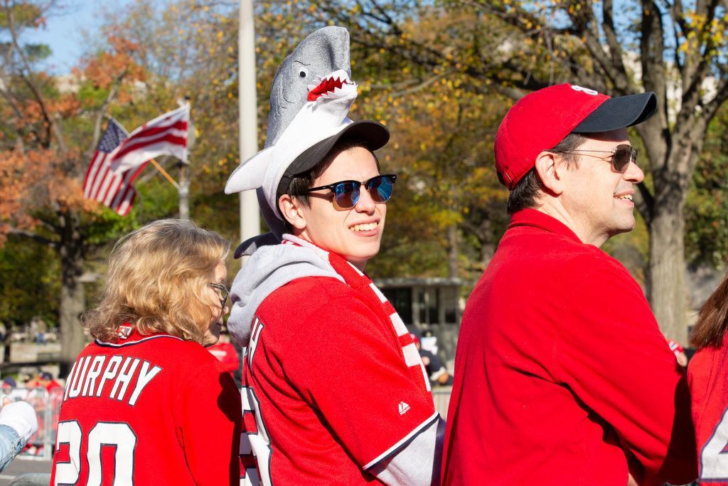 Fans gather as the Washington Nationals hold a parade to celebrate their World Series victory over the Houston Astros on November 2, 2019 in Washington, DC. This is the first World Series win for the Nationals in 95 years. (Photo by Stefani Reynolds/Getty Images)