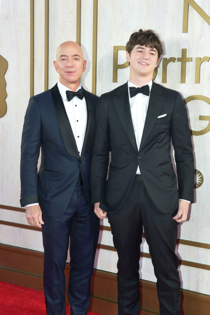 WASHINGTON, DC — NOV. 17: Jeff Bezos and his son, Preston Bezos, attend the 2019 American Portrait Gala at the Smithsonian National Portrait Gallery on Nov. 17, 2019 in Washington, DC. (Photo by Shannon Finney/Getty Images)