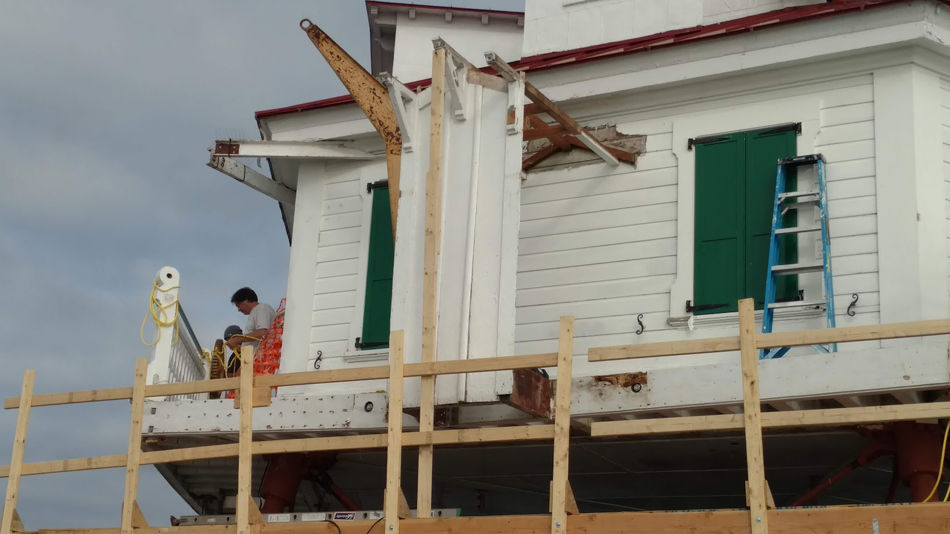 Crews had to dismantle the privy in order to access and replace the broken beam.