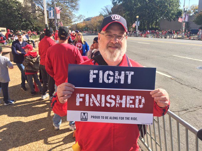 Mark from Lake Ridge is happy to the Nationals finished the fight. Now he's ready for the parade.