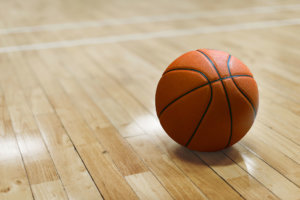 Basketball court floor with ball isolated