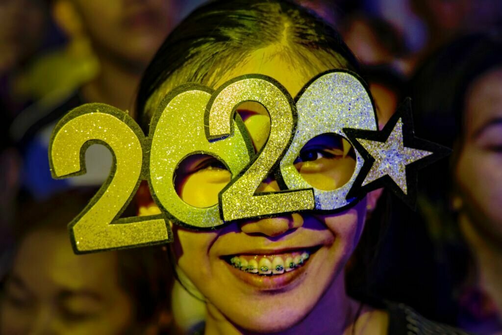 A reveler takes part in New Year's Eve celebrations during a countdown party at a mall on Dec. 31, 2019 in Manila, Philippines.
