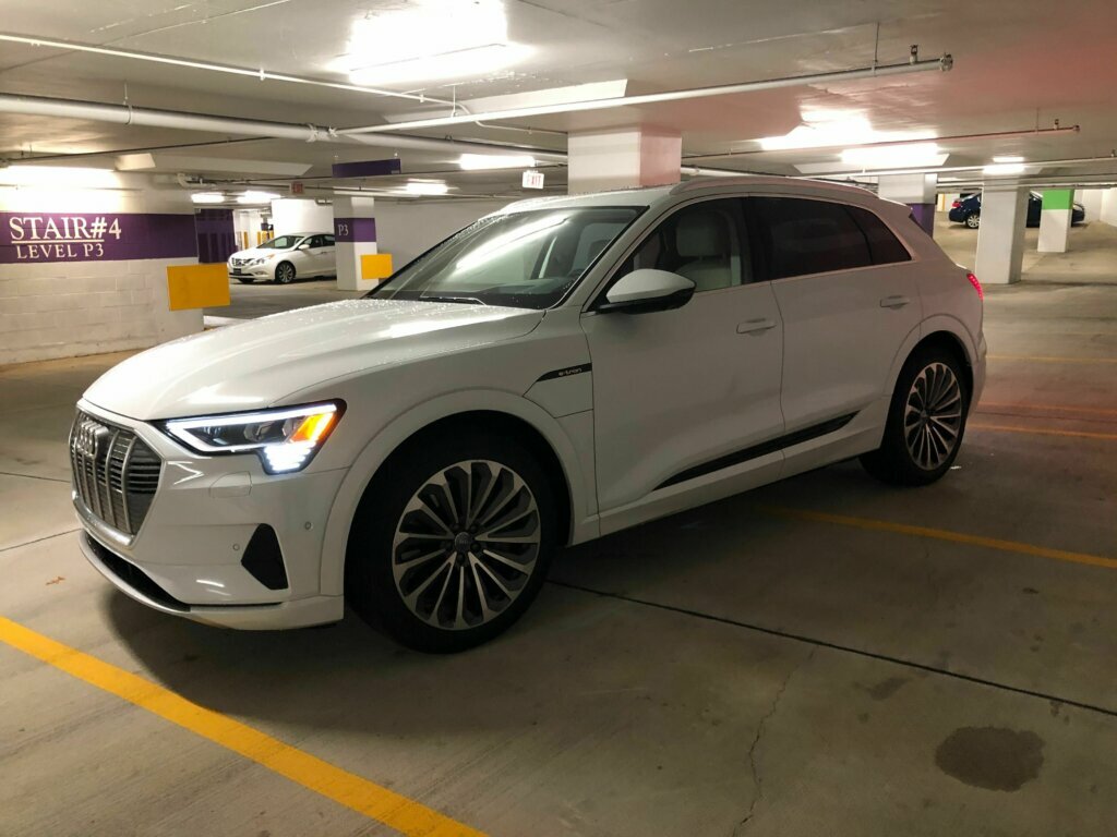 The new Audi e-tron is the company's first all electric vehicle.