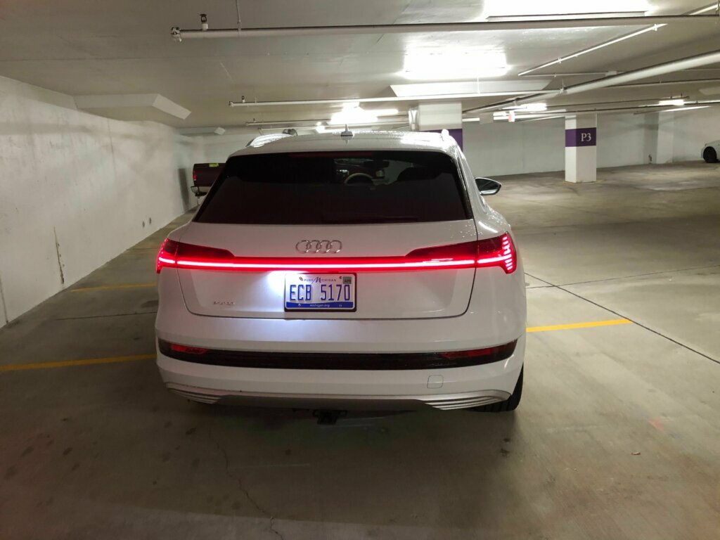 LED lighting gives a modern look and a little show when you lock and unlock the e-tron.
