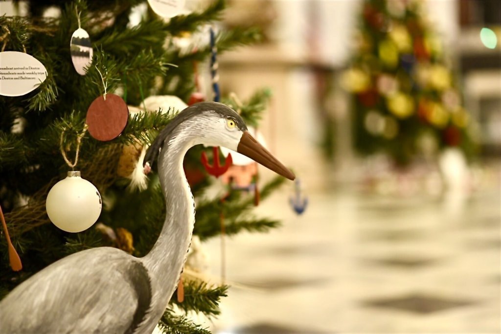 Caroline County’s State House tree featured wading wildlife like this heron and its agricultural history.