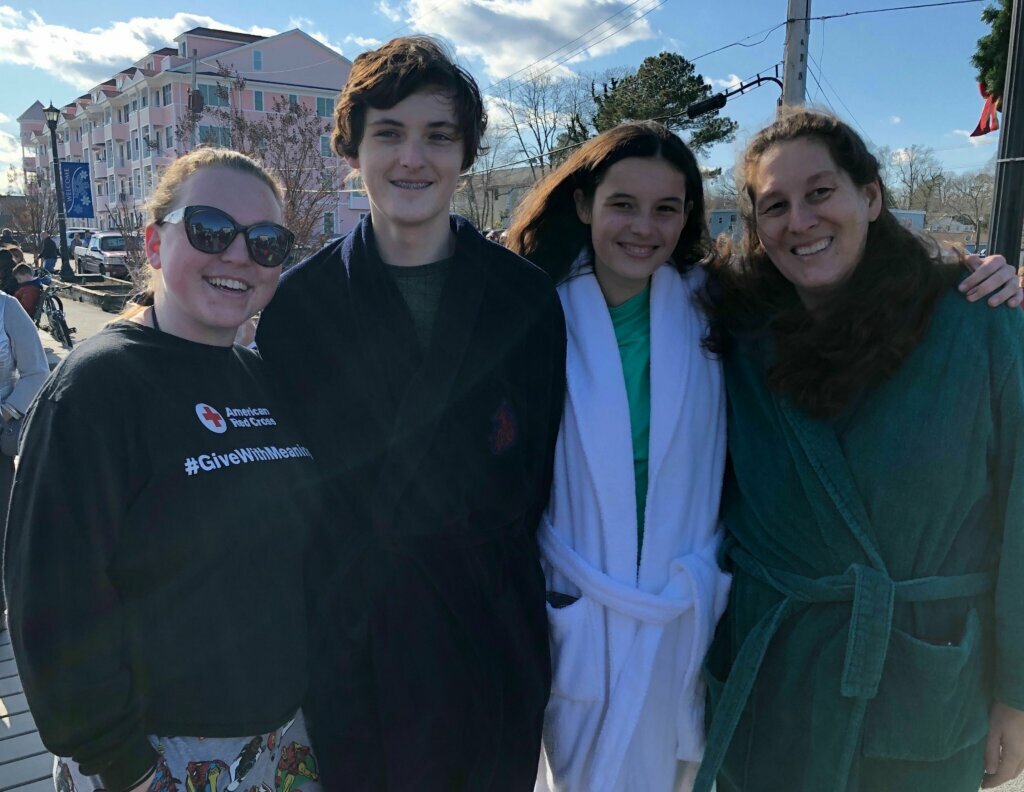 These participants showed off their bathrobes and pajamas before taking the plunge.