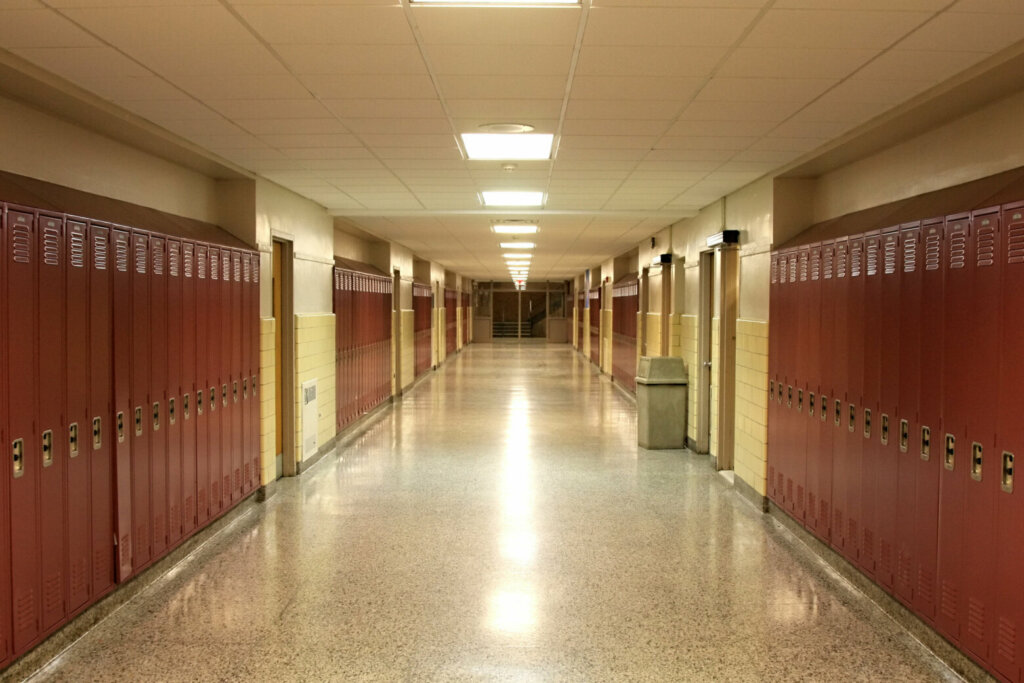 Empty School Hallway