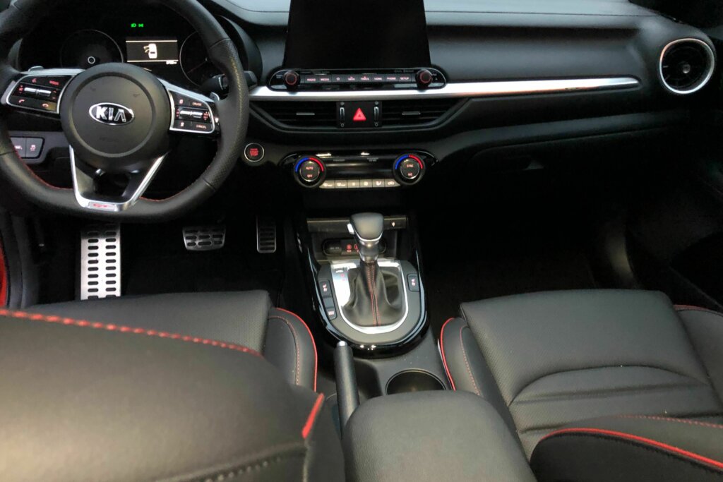 The Forte GT is available with a manual or a quick-shifting dual clutch transmission that my test vehicle came with.