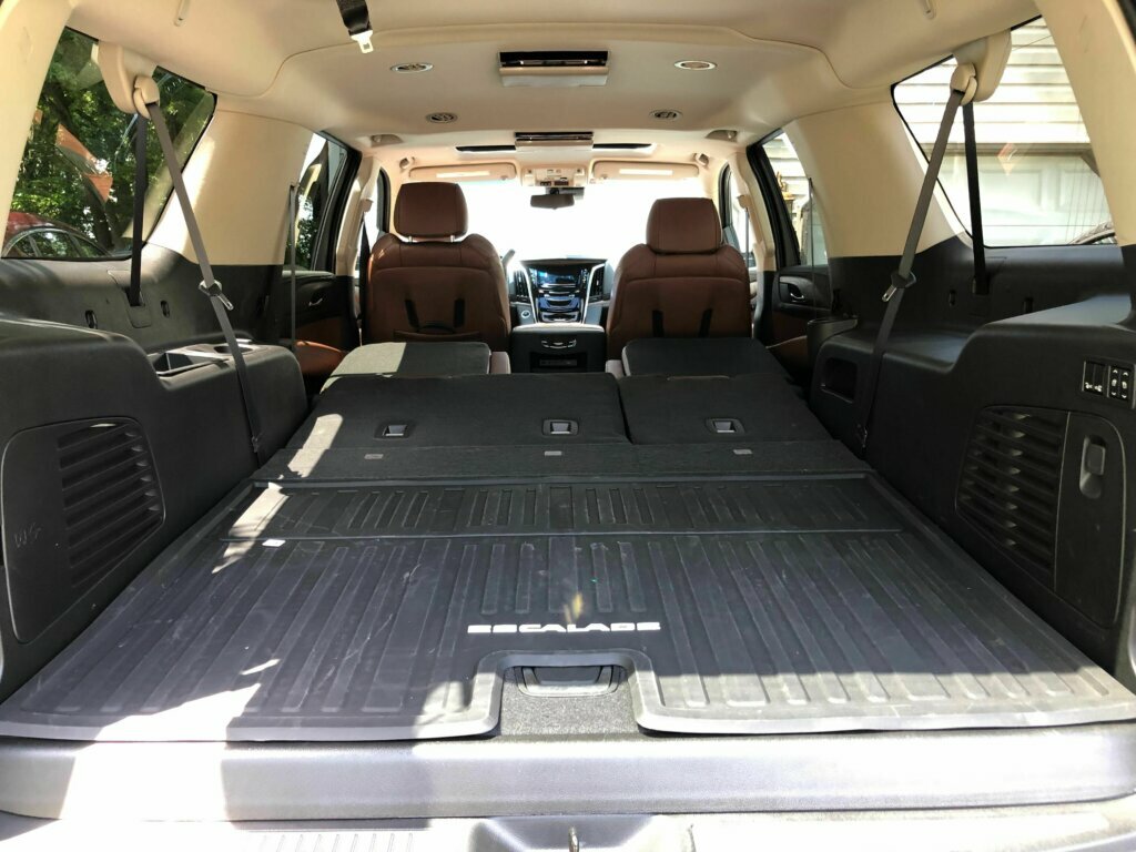 Lots of storage awaits. Folding down third and second row reveals just how useful this big SUV can be.