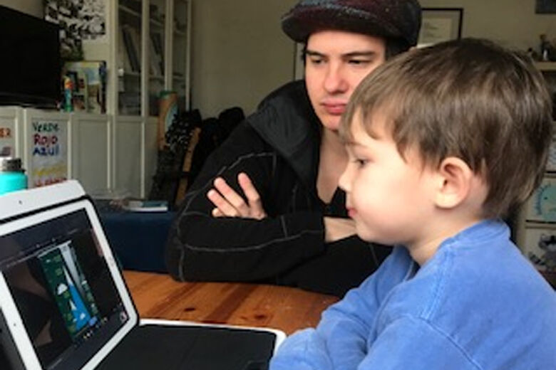 Here is our son Jasper Lee Christopher and his dad John Lee set up for a PK4 Shining Stars lesson with Awesome Teachers Ms. Dilara & Ms. Larios! They are learning about the height of Mt. Everest and the continent of Asia! How exciting that the learning continues. Thank heaven!