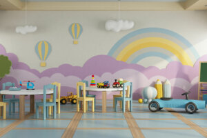 Kindergarten class without childs 3d rendering