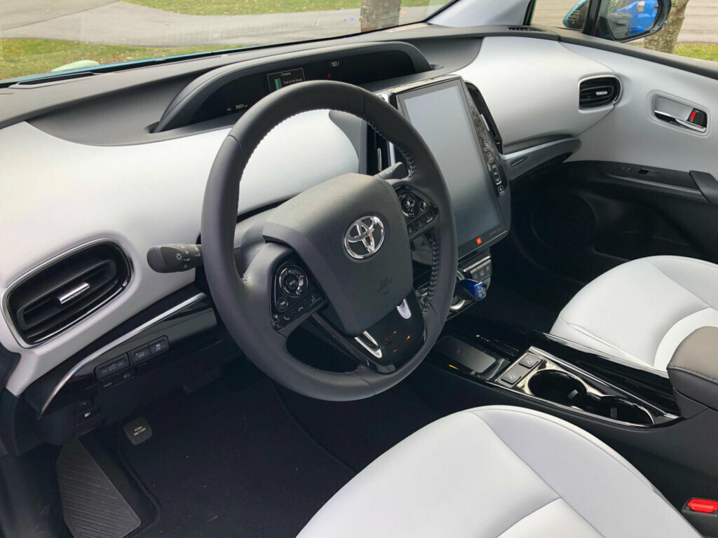 Like Prius models of old, the instrument panel is at the center of the dash. (WTOP/Mike Parris)