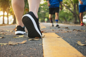 Man walk in park outdoor People exercise healthy lifestyle