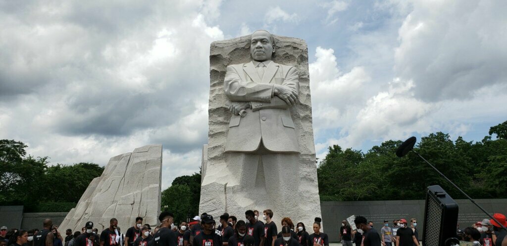 Friday's Juneteenth march began with celebrating a day in 1865 before looking at the issues facing African American men and women today. (Dave Preston/WTOP)