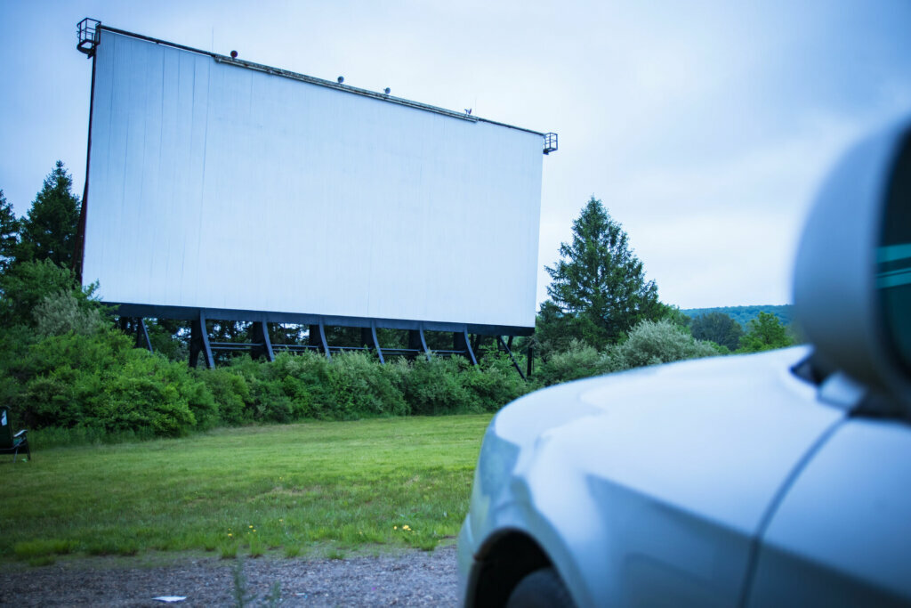 Blank drive in movie screen