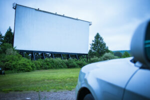 Blank drive in movie screen