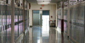 Schools closed empty hallway