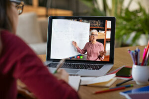Studying with video online lesson at home