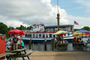 Tour boat at the Inner Harbor of St. Michaels, a historic