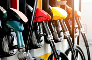 Red green yellow orange color fuel gasoline dispenser background
