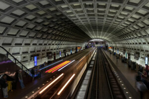 Light streaks from a subway train