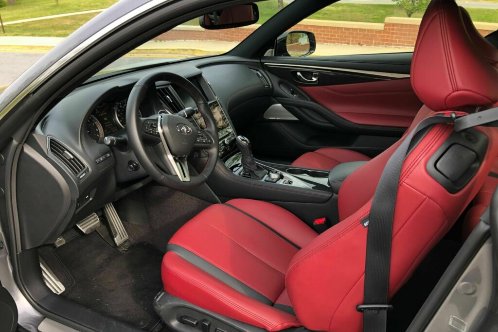 The interior is covered in leather and carbon fiber. (WTOP/Mike Parris)