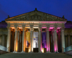 National Archives in Purple and Gold for Rightfully Hers Exhibit Opening May 10,