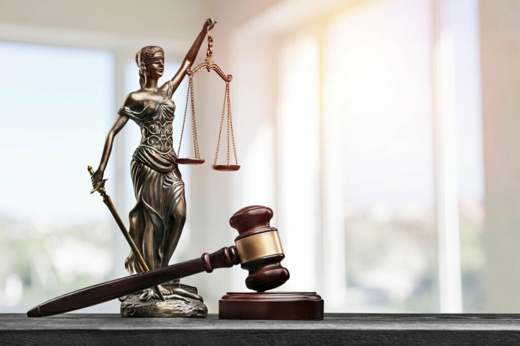 Statue of Lady Justice with scales of justice