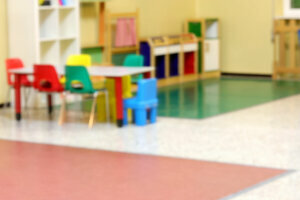 Inside a kindergarten intentionally out of focus