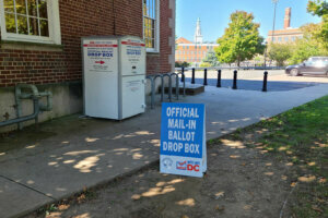Mail in ballot drop box at Petworth Library