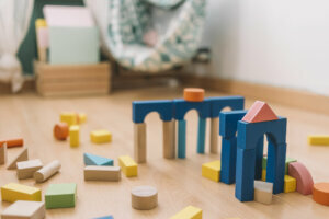 Building blocks in the floor of a children's room