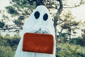 Ghost with suitcase.