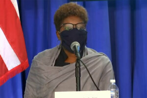 D.C. Health Director Dr. LaQuandra Nesbitt speaks at a news conference Monday.