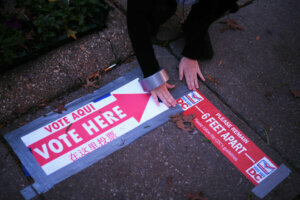 WASHINGTON, D.C., NOVEMBER 3: Registration clerk volunteer Stac