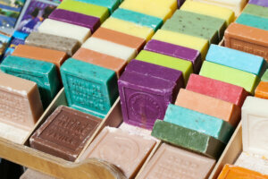 Different flavored bars of soap