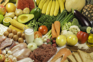 Group of healthy food