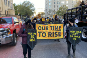 Protesters got an early start Thursday in D.C. near the White House.