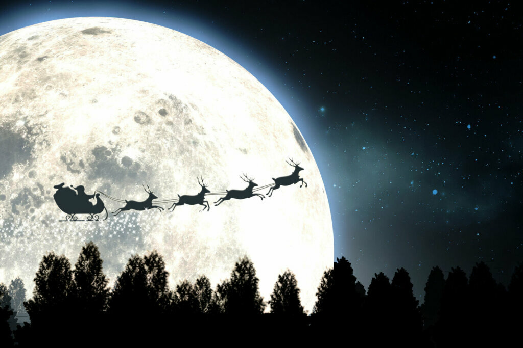Moon And Santas Sleigh Silhouette