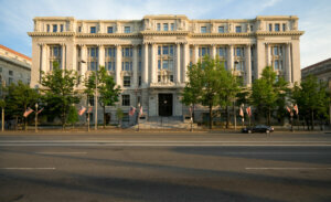 Beaux Arts Style Wilson Building, City Hall, Washington DC, Blue Sky