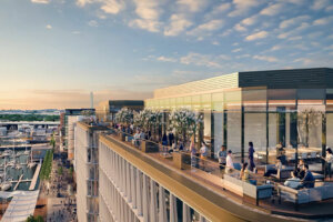 Renderings of the terrace at 670 and 680 Maine Avenue SW.