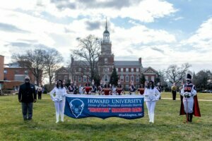 Photo of Howard University Showtime Marching Band at The Yard on campus on Jan 20 morning of the parade credit Howard University